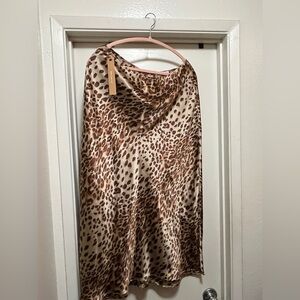 Reformation Brown Leopard Silk Skirt